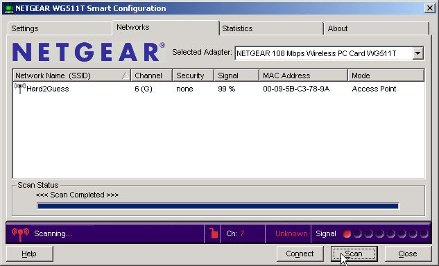 Using the WAP to scan for the new network